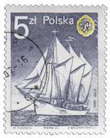 (1985-026) Марка Польша "Корабль 'Искра'"    40 лет Польскому военному флоту II Θ